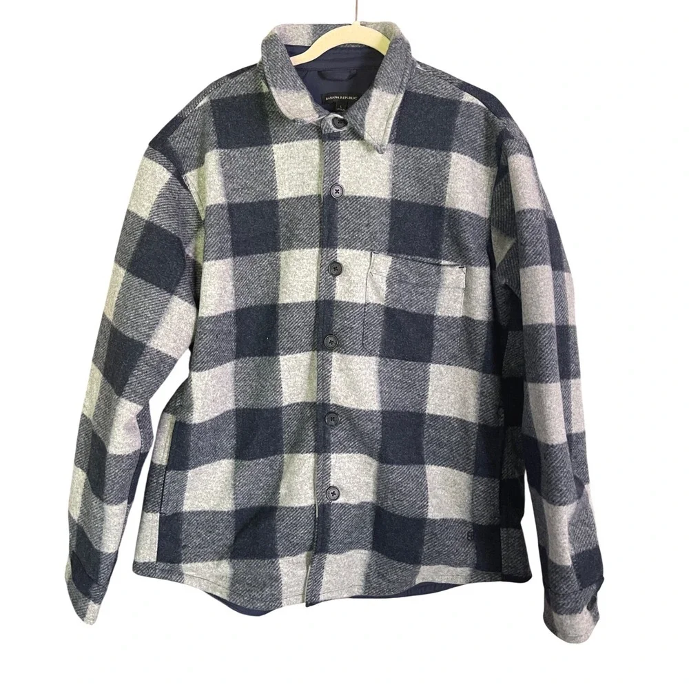 Banana Republic Heritage Blue Buffalo Check Lumberjack‎ Felted  Jacket L
